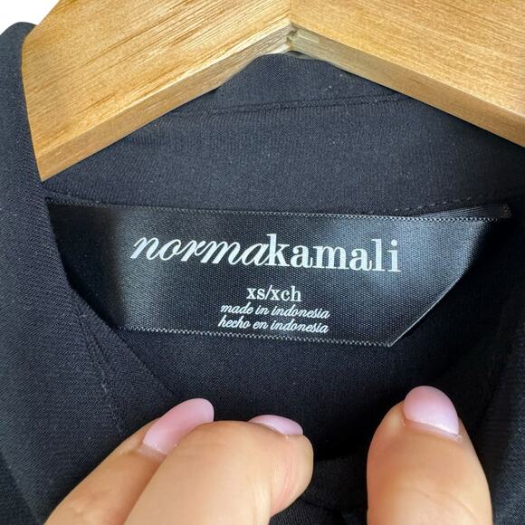 Norma Kamali Black Jersey Ponte Knit Long Sleeve Button Up Collared Shirt Dress - Picture 10 of 12